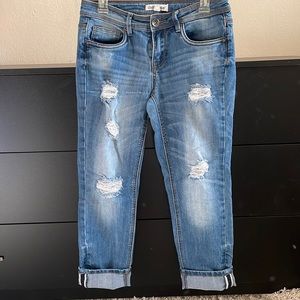 Distressed jeans.  Blue Denim.  Size 9